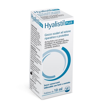 GOCCE OCULARI HYALISTIL PLUS ACIDO IALURONICO 0,4% ACQUA DISTILLATA DI GINKGO BILOBA + MIRTILLO NERO + FINOCCHIO + CENTELLA ASIATICA 10 ML - Pharmaleader
