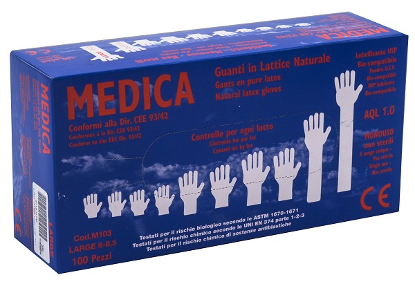 GUANTI LATTICE CON POLVERE LARGE 100 PEZZI GAMMADIS - Pharmaleader