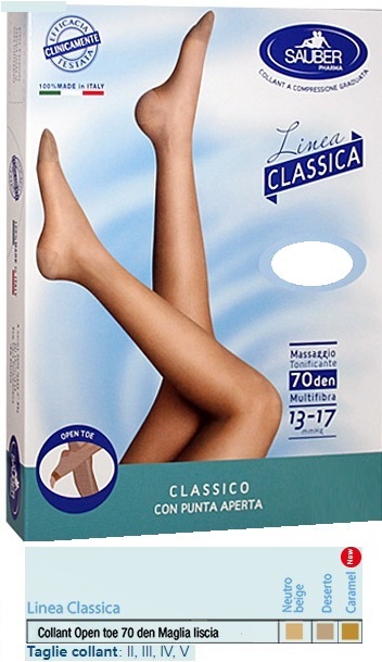 SAUBER COLLANT OPEN TOE MAGLIA LISCIA 70 DEN COLORE NEUTRO BEIGE TAGLIA 2 LINEA CLASSICA - Pharmaleader