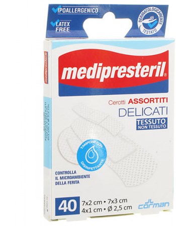 MEDIPRESTERIL CEROTTI DELICATI ASSORTITI 4 FORMATI 40 PEZZI - Pharmaleader