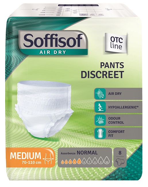 PANNOLONE SOFFISOF AIR DRY PANTS DISCREET MEDIUM 8 PEZZI - Pharmaleader