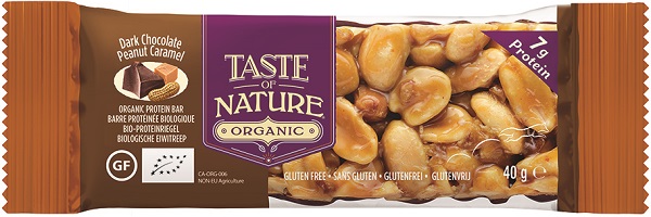TASTE OF NATURE BARRETTA ALLE ARACHIDI E CARAMELLO CON CIOCCOLATO FONDENTE  BIO 40 G - Pharmaleader