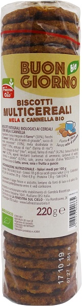 BISCOTTI MULTICEREALI MELA E CANNELLA BIO 220 G - Pharmaleader