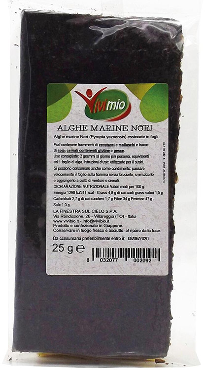 ALGHE NORI IN FOGLI PER SUSHI VIVIMIO 25 G - Pharmaleader