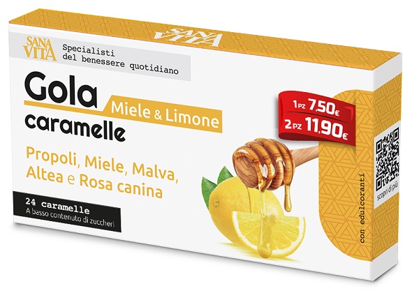 SANAVITA GOLA MIELE & LIMONE 24 CARAMELLE - Pharmaleader