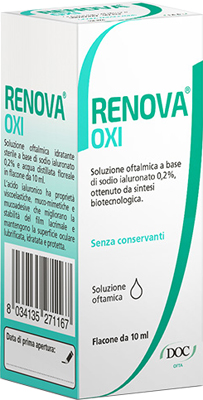 RENOVA OXI COLLIRIO SOLUZIONE OFTALMICA A BASE DI ACIDO IALURONICO 0,2% FLACONE DA 10 ML - Pharmaleader