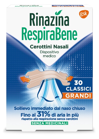 RINAZINA RESPIRABENE CEROTTI NASALI CLASSICI GRANDI CARTON 30 PEZZI - Pharmaleader