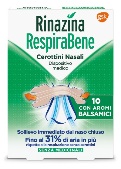 RINAZINA RESPIRABENE CEROTTI NASALI CON AROMI BALSAMICI CARTON 10 PEZZI - Pharmaleader
