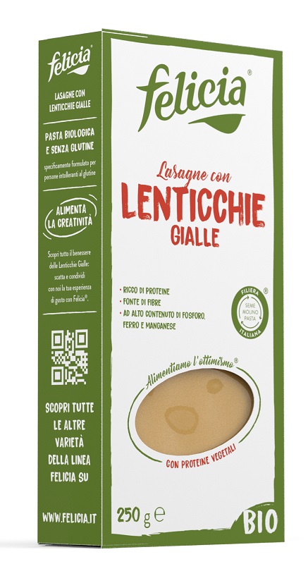 FELICIA BIO LASAGNE LENTICCHIE GIALLE CON RISO INTEGRALE 250 G - Pharmaleader