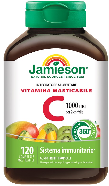 JAMIESON VITAMINA C 1000 120 COMPRESSE MASTICABILI FRUTTI TROPICALI - Pharmaleader