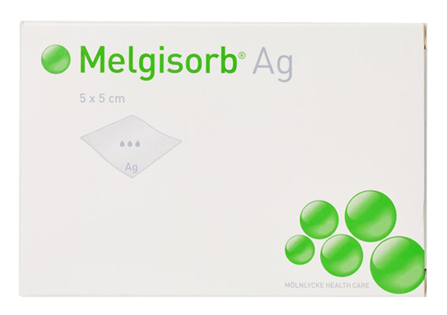 MELGISORB AG MEDICAZIONE ANTIMICROBICA ASSORBENTE IN FIBRE DI ALGINATO CON CARBOSSIMETILCELLULOSA 5X5CM 10 PEZZI - Pharmaleader