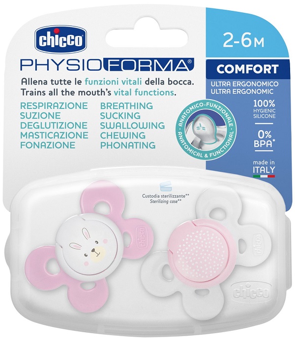 CHICCO SUCCHIETTO COMFORT GIRL SILICONE 2-6 MESI 2 PEZZI - Pharmaleader