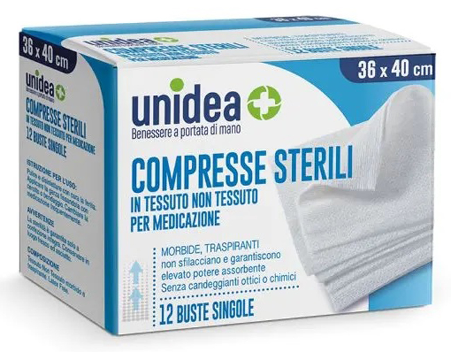 GARZA COMPRESSA UNIDEA IN TESSUTO NON TESSUTO 36X40 12 PEZZI - Pharmaleader
