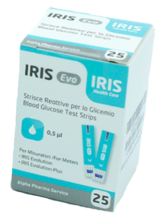 STRISCE MISURAZIONE GLICEMIA IRIS EVO 25 PEZZI - Pharmaleader