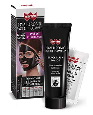 WINTER HYALURONIC FACE LIFT BLACK MASK 75 ML + 5 BUSTINE DA 3 ML - Pharmaleader