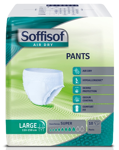 PANNOLONE SOFFISOF AIR DRY PANTS SUPER LARGE 10 PEZZI - Pharmaleader