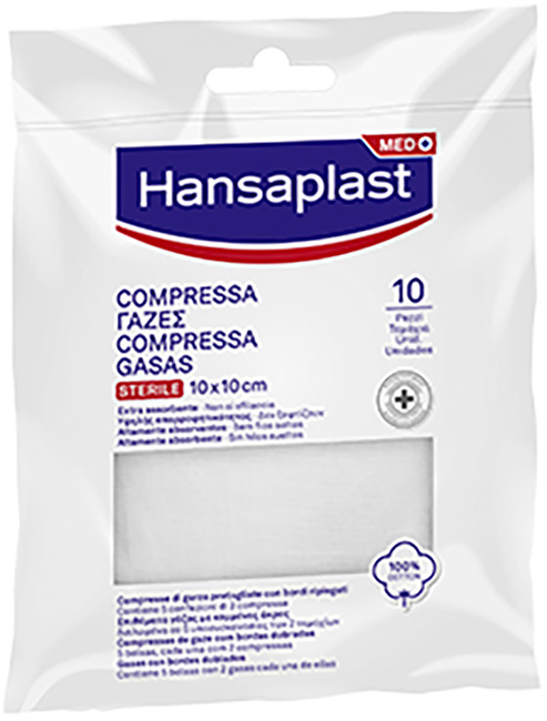 HANSAPLAST GARZA COMPRESSA 10 X 10 CM 10 PEZZI - Pharmaleader