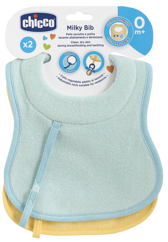 CHICCO BAVAGLINE 0M+ 2PZ AZZURRO - Pharmaleader