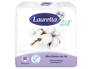 ASSORBENTE LAURELLA IN COTONE ULTRA GIORNO CON ALI 12 PEZZI - Pharmaleader