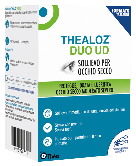 GOCCE OCULARI THEALOZ DUO UD 30 CONTENITORI MONODOSE 0,4 ML - Pharmaleader