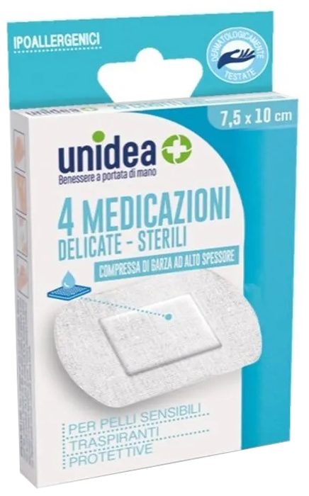 MEDICAZIONE STERILE UNIDEA TESSUTO NON TESSUTO 7,5X10 CM 4 PEZZI - Pharmaleader