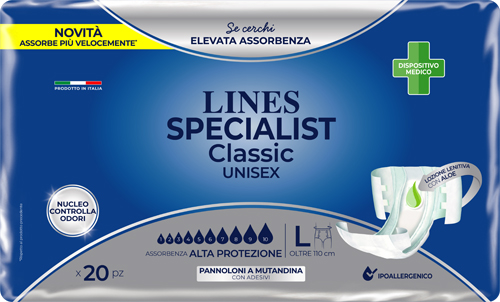 PANNOLONE A MUTANDA LINES SPECIALIST CLASSIC ALTA PROTEZIONE MG 20 PEZZI - Pharmaleader