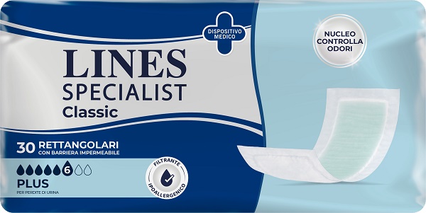 PANNOLONE LINES SPECIALIST CLASSIC RETTANGOLARE CON BARRIERA 30 PEZZI - Pharmaleader