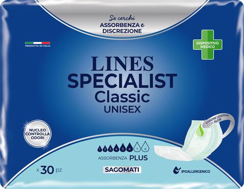 PANNOLONE SAGOMATO LINES SPECIALIST CLASSIC PLUS 30 PEZZI - Pharmaleader