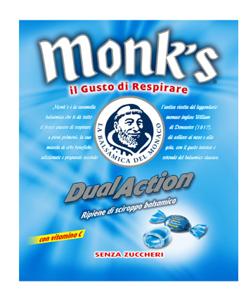 MONKS DUAL ACTION CARAMELLE SENZA ZUCCHERO CON VITAMINA C 60 G - Pharmaleader