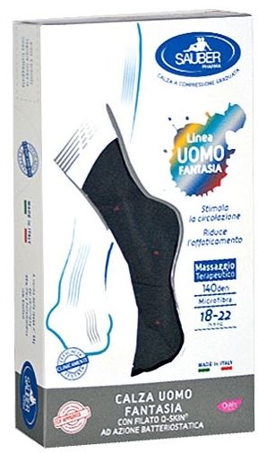 SAUBER CALZA UOMO FANTASIA Q-SKIN 140 DEN BLU POIS ROSSI TAGLIA M - Pharmaleader