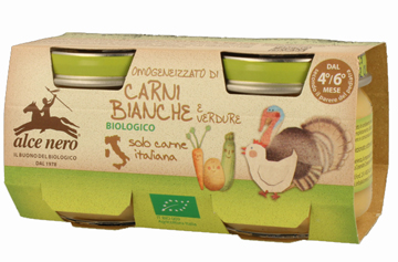 OMOGENEIZZATO CARNI BIANCHE CON VERDURE BABY FOOD BIO ALCE NERO 2X80 G - Pharmaleader