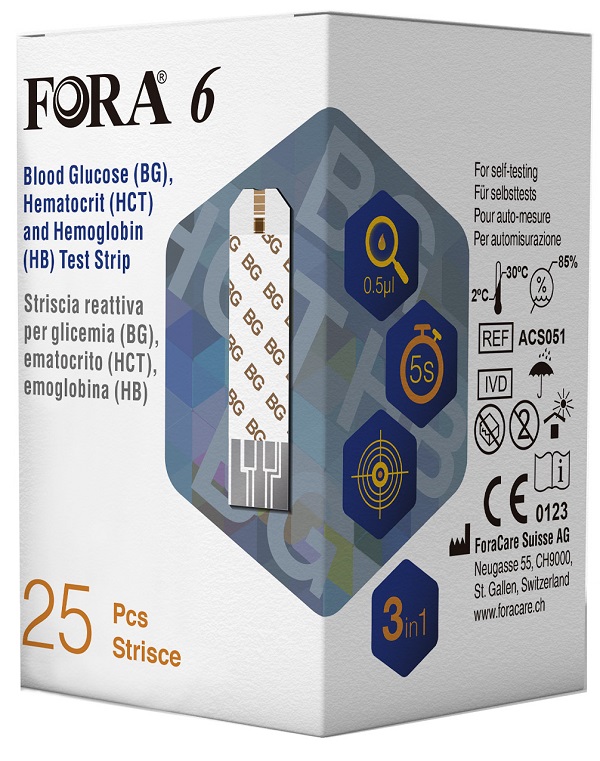 STRISCIA REATTIVA 3 IN 1 FORA 6 CONNECT MULTIFUNZIONALE BG/HCT/HB BOX DA 25 PEZZI - Pharmaleader
