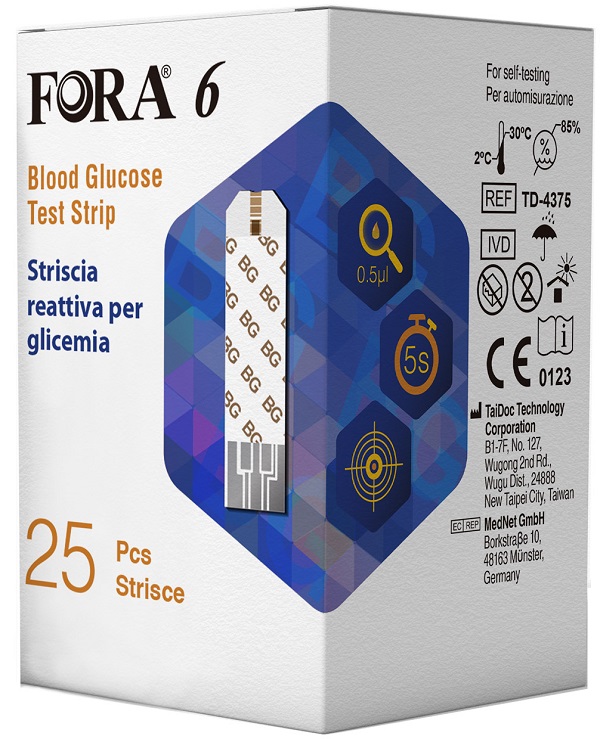 STRISCE MISURAZIONE GLICEMIA FORA 6 CONNECT BOX DA 25 PEZZI - Pharmaleader
