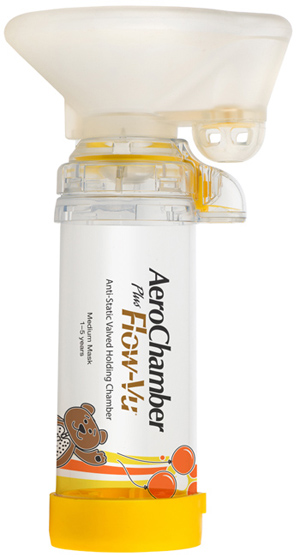 CAMERA DI TENUTA CON VALVOLA AEROCHAMBER PLUS FLOW VU PEDIATRICO MEDIUM 1-5 ANNI - Pharmaleader