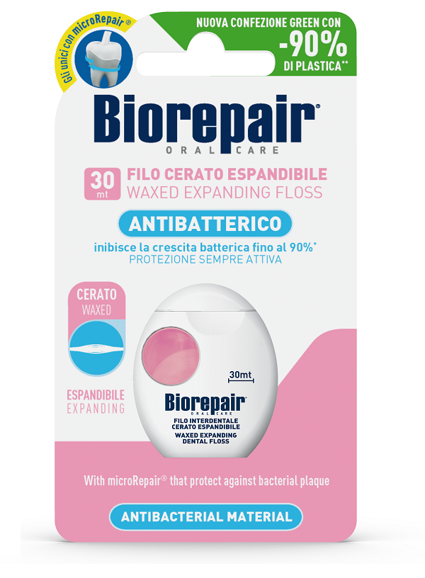 BIOREPAIR ORAL CARE ANTIBATTERICO FILO CERATO ESPANDIBILE GENGIVE DELICATE 25+5 METRI - Pharmaleader