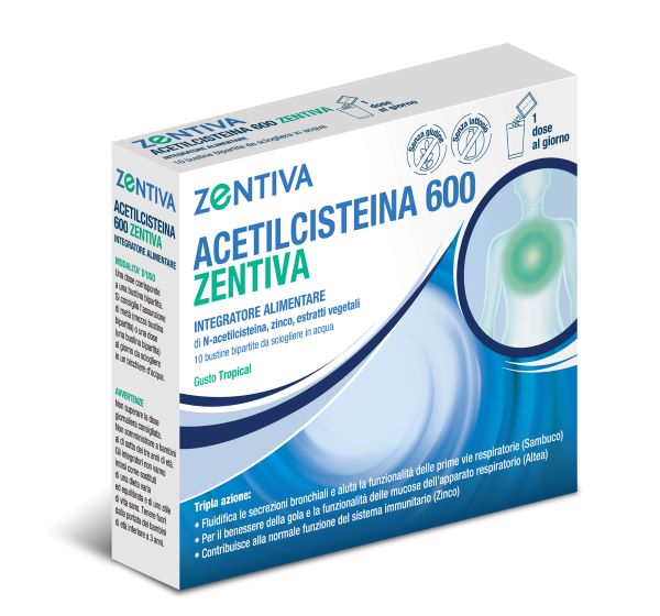 ACETILCISTEINA 600 ZENTIVA 10 BUSTINE BIPARTITE GUSTO TROPICAL - Pharmaleader