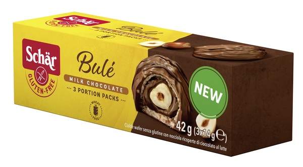 SCHAR BULE' CIALDE WAFER CON NOCCIOLA RICOPERTE DI CIOCCOLATO AL LATTE 3 PORZIONI DA 14 G - Pharmaleader