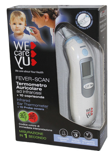 TERMOMETRO AURICOLARE WECAREYU FEVER-SCAN AD INFRAROSSI CON 10 COPRISONDA - Pharmaleader
