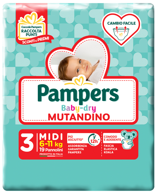 PAMPERS BABY DRY MUTANDINA MIDI SMALL PACK 19 PEZZI - Pharmaleader