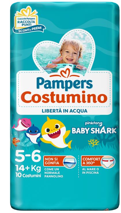 PAMPERS COSTUMINO BABY SHARK CP S 5-6 10 PEZZI - Pharmaleader