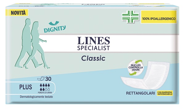 PANNOLONE LINES SPECIALIST CLASSIC RETTANGOLARE CON BARRIERA CONTROL 30 PEZZI - Pharmaleader