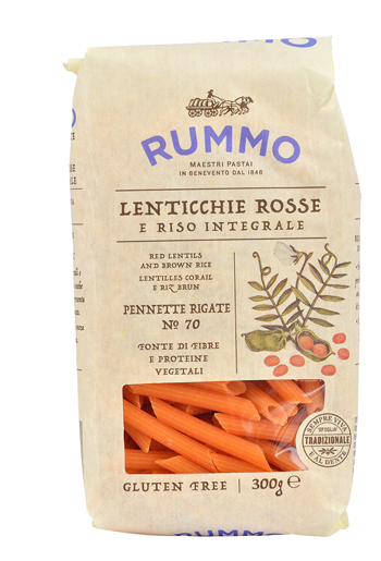 RUMMO PENNETTE RIGATE N 70 LENTICCHIE ROSSE E RISO INTEGRALE 300 G - Pharmaleader