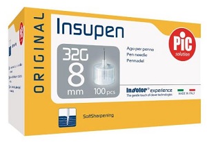 AGO PER PENNA PIC INSUPEN ORIGINAL GAUGE 32X8 MM 100 PEZZI - Pharmaleader