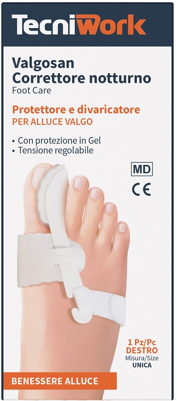 CORRETTORE NOTTURNO PER ALLUCE VALGO DESTRO MISURA UNICA VALGOSAN 1 PEZZO - Pharmaleader