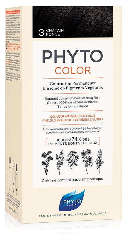 PHYTOCOLOR 3 CASTANO SCURO 1 LATTE + 1 CREMA + 1 MASCHERA + 1 PAIO DI GUANTI - Pharmaleader