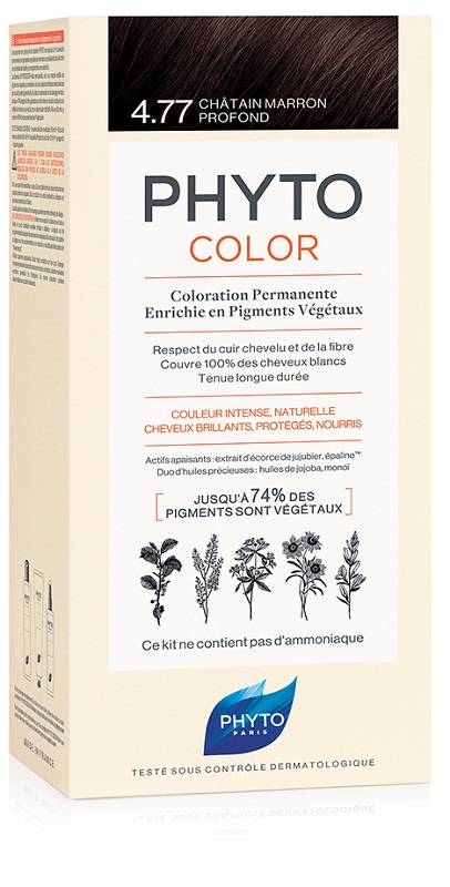 PHYTOCOLOR 4,77 CASTANO MARRONE INTENSO LATTE + CREMA + MASCHERA + 1 PAIO DI GUANTI - Pharmaleader
