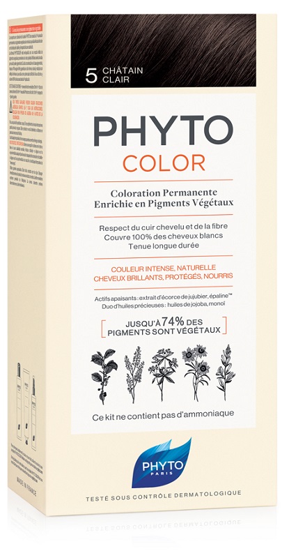 PHYTOCOLOR 5 CASTANO CHIARO 1 LATTE + 1 CREMA + 1 MASCHERA + 1 PAIO DI GUANTI - Pharmaleader