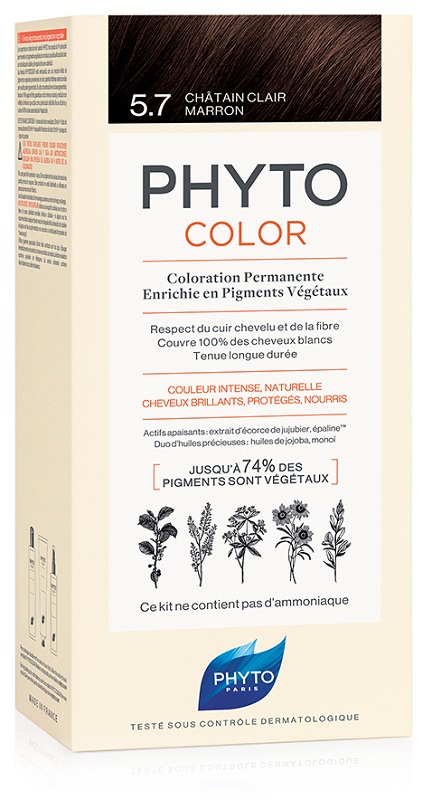 PHYTOCOLOR 5,7 CASTANO CHIARO TAB LATTE + CREMA + MASCHERA + 1 PAIO DI GUANTI - Pharmaleader