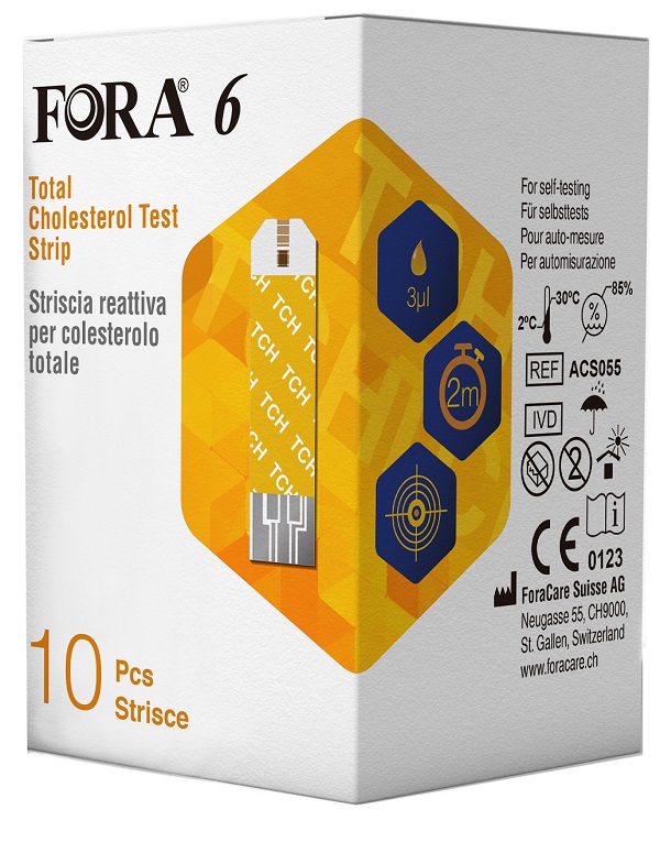 STRISCE REATTIVE FORA 6 PER LA RILEVAZIONE DEL COLESTEROLO 10 10 PEZZI - Pharmaleader