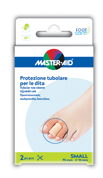 PROTEZIONE TUBOLARE IN GEL MASTER-AID FOOTCARE ELASTICIZZATO SMALL 7,5 CM 15 MM 2 PEZZI C4 - Pharmaleader